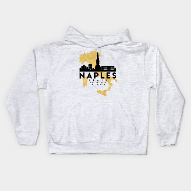 Naples Italy Skyline Map Art Kids Hoodie by deificusArt